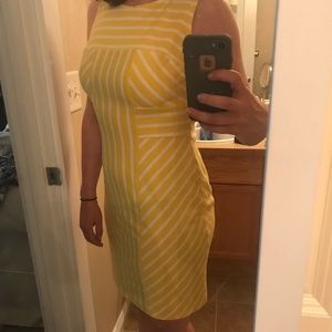 Yellow striped bodycon dress